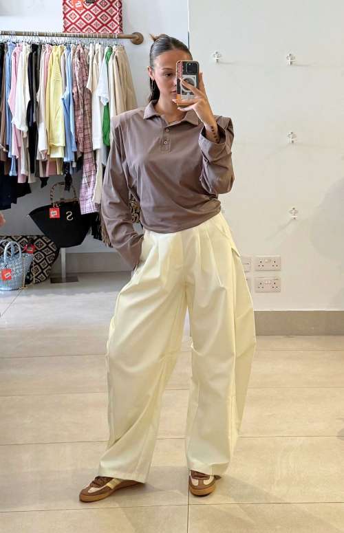 HIGH WAISTED BARREL TROUSER