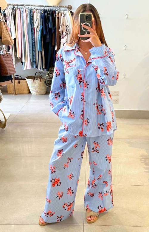 CO-ORD STRIPES & FLOWERS | SHIRT & TROUSERS