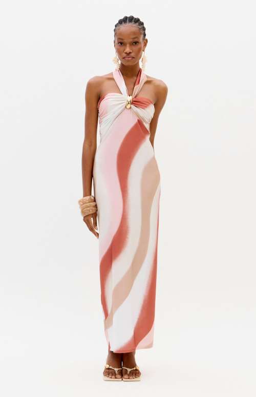 HALTER NECK DRESS WITH PRINT