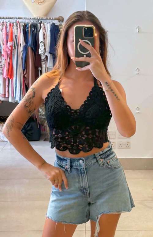 CROCHET HALTER BUSTIER TOP