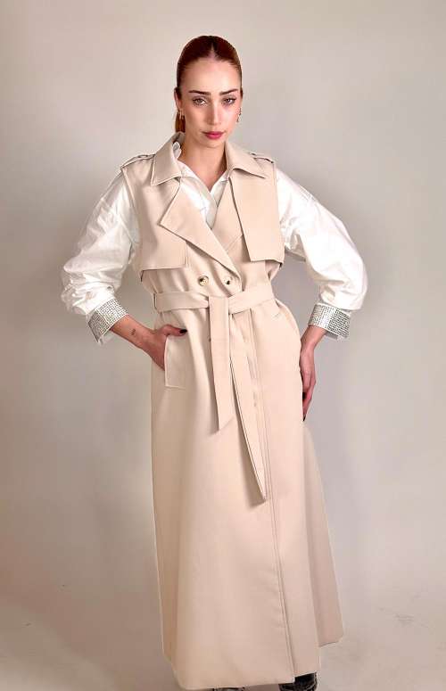LONG SLEEVELESS TRENCH COAT