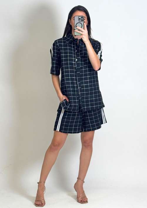 CO-ORD PLAID LINEN | SHIRT & SHORTS