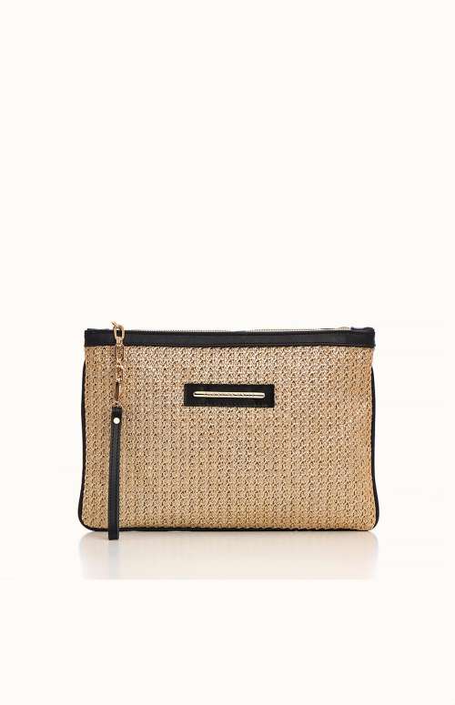GOLD STRAW CLUTCH BAG