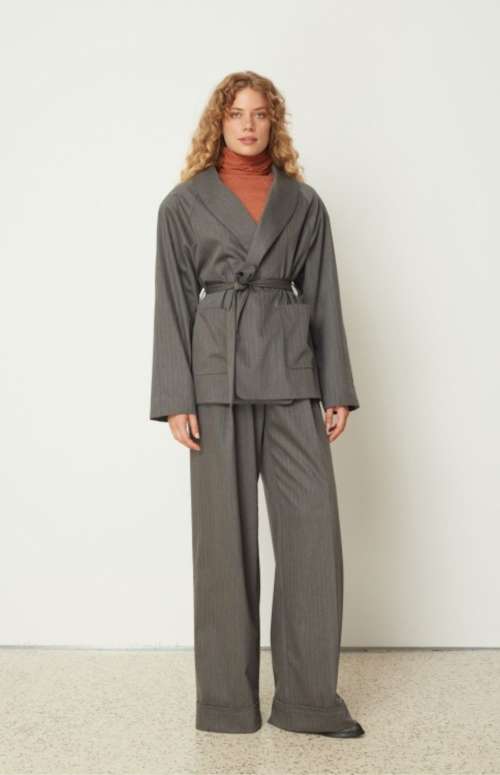 STRIPE KIMONO JACKET | GREY