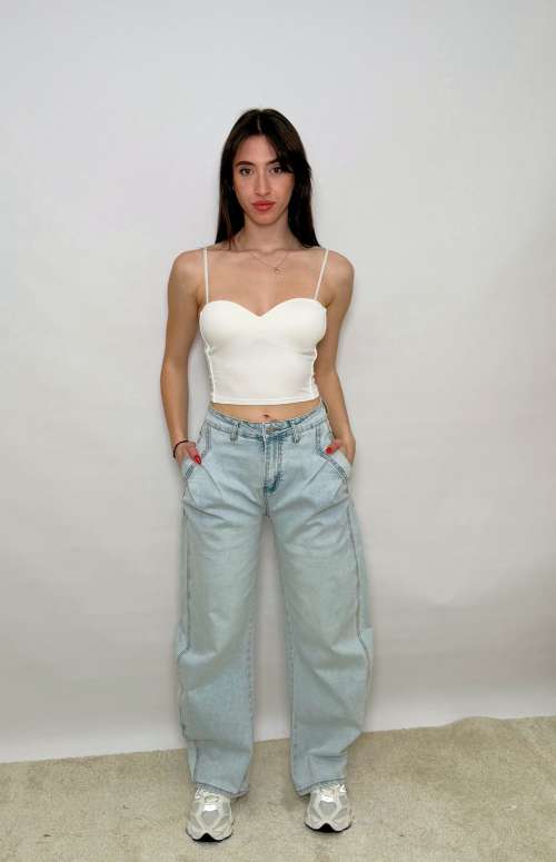 HIGH WAISTED DENIM PANTS