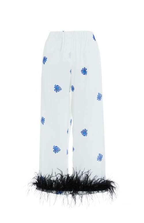 PRINTED PANTS WITH FEATHERS