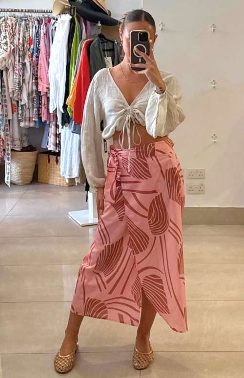 PRINTED WRAP PAREO SKIRT