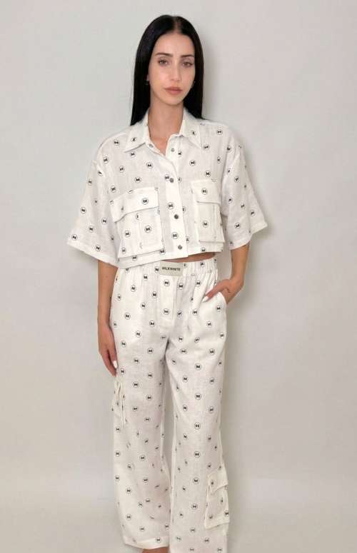 CO-ORD WITH MW PRINT | CROP SHIRT & CARGO PANTS