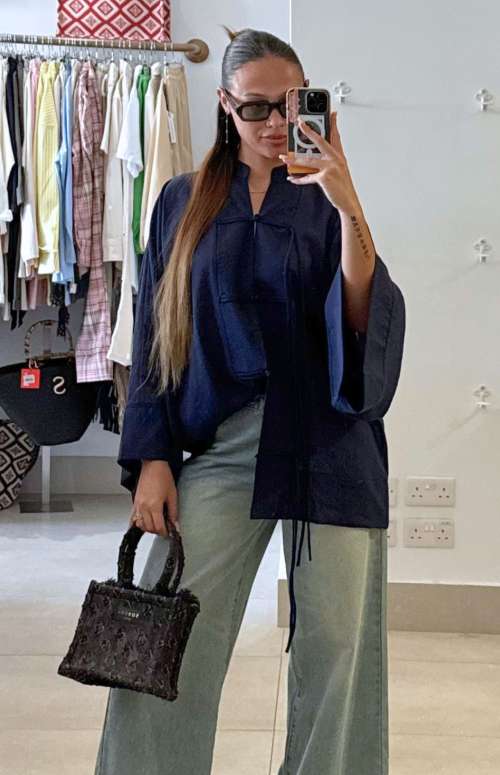 OVERSIZED SILK KIMONO SHIRT WITH WIDE SLEEVES
