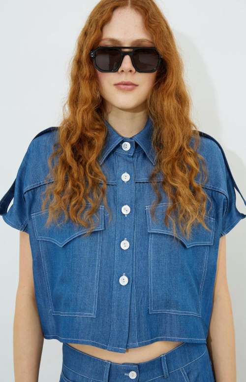 DIXIE DENIM CROP SHIRT