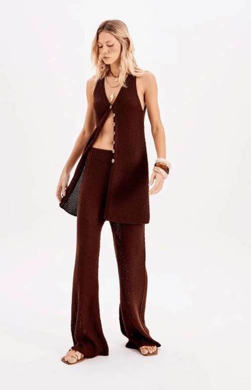 CO-ORD KNIT | LONG BLOUSE WITH BUTTONS & PANTS