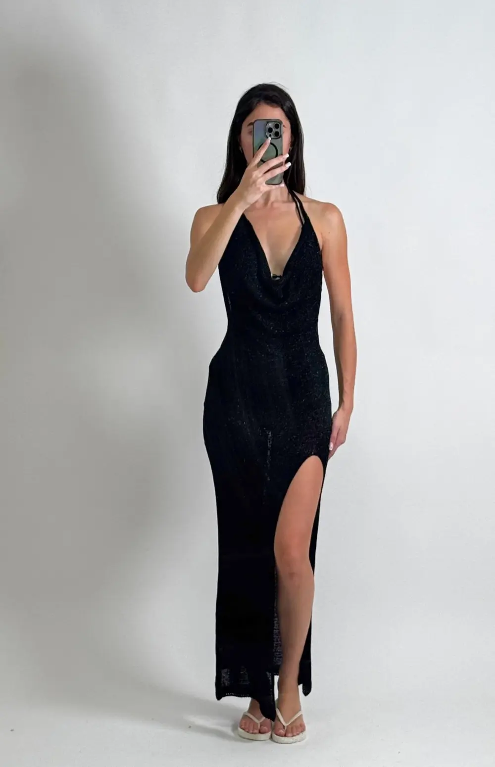 KNITTED DRAPE MAXI DRESS