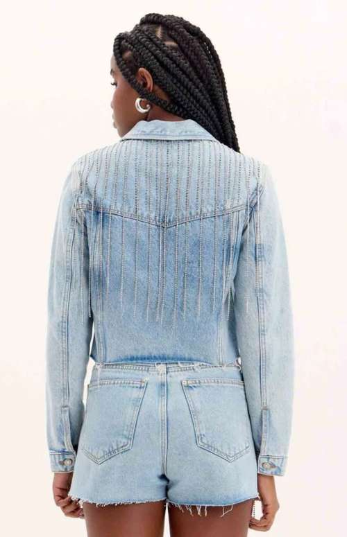 JEAN TRUCKER JACKET WITH RHINESTONES