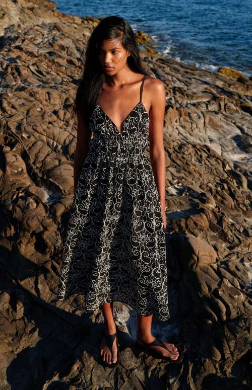 V-NECK MIDI DRESS