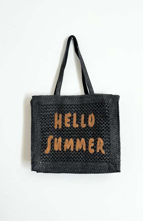 HELLO SUMMER STRAW TOTE BAG