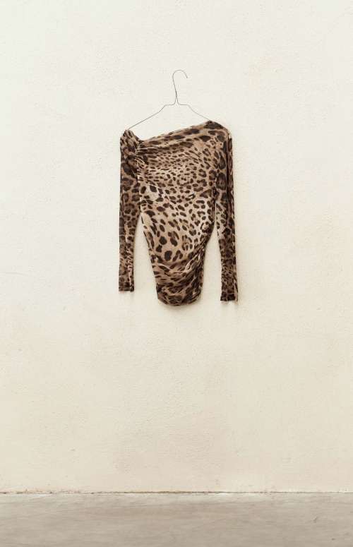 ANIMAL PRINT TULLE TOP