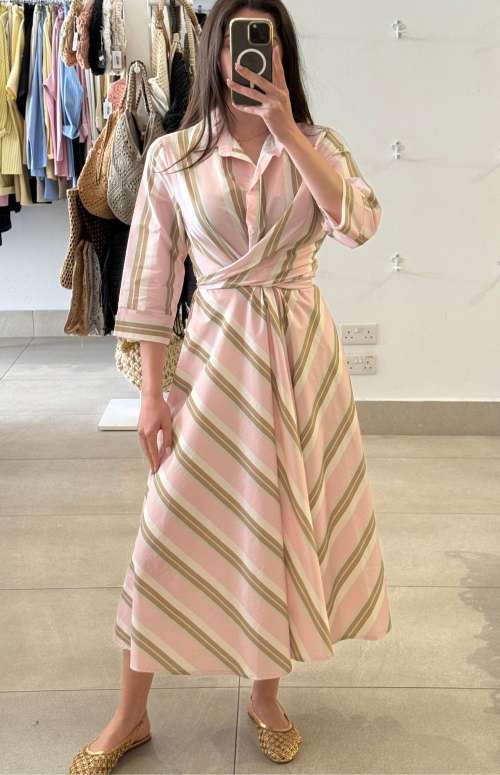 SHIRT DRESS WITH TIE-FRONT DETAIL