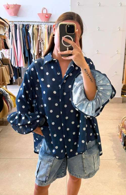 POLKA DOT SHIRT - RUFFLE SLEEVE DETAIL
