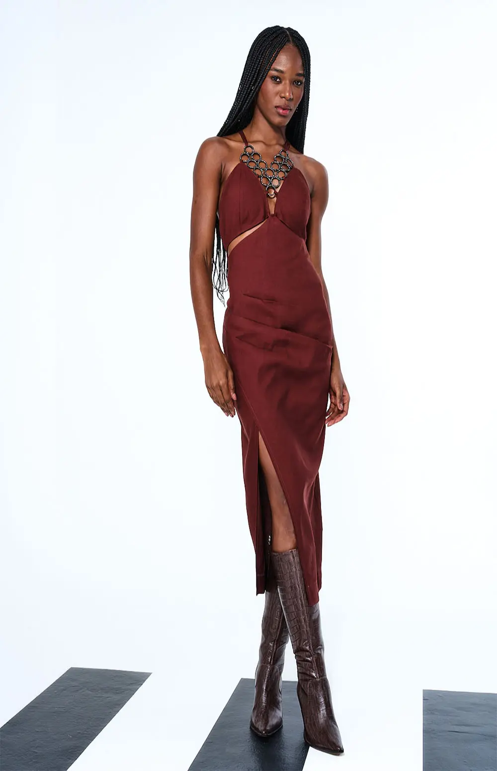LINEN DRESS WITH CUT OUTS