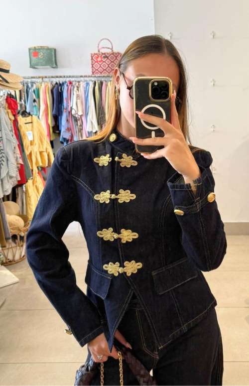 DENIM JACKET WITH GOLD DETAILS
