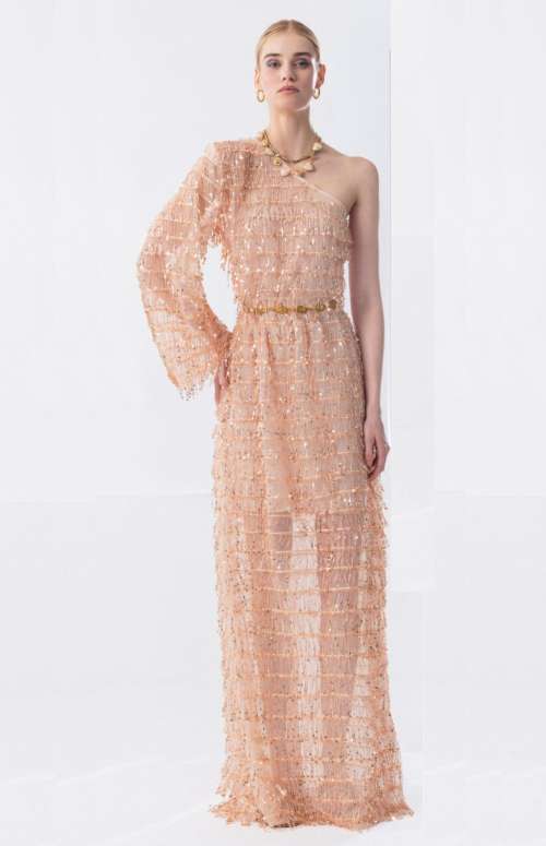 ONE SHOULDER DRESS WITH SEQUINS
