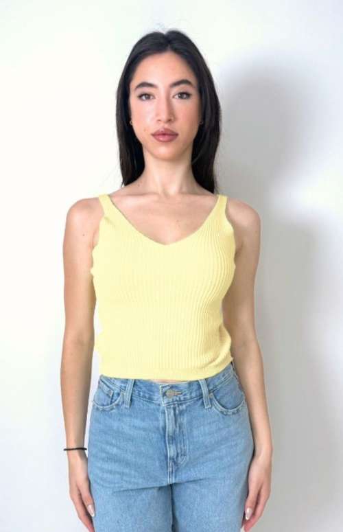 KNITTED V-NECK TANK TOP