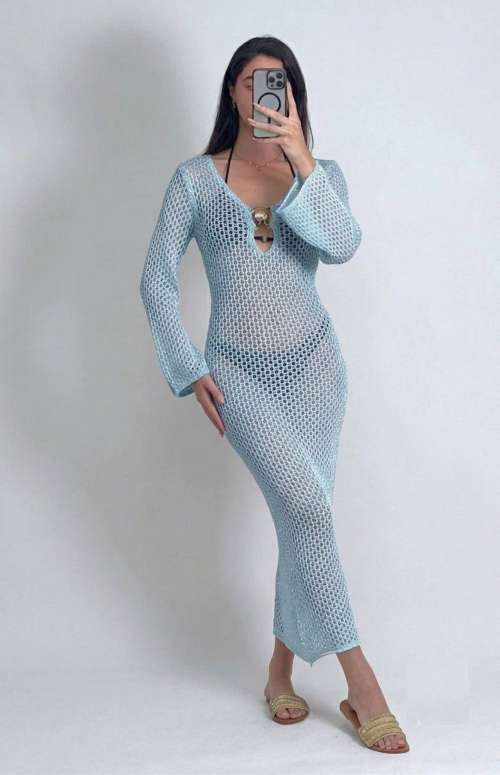 KNIT MAXI DRESS WITH LONG SLEEVES