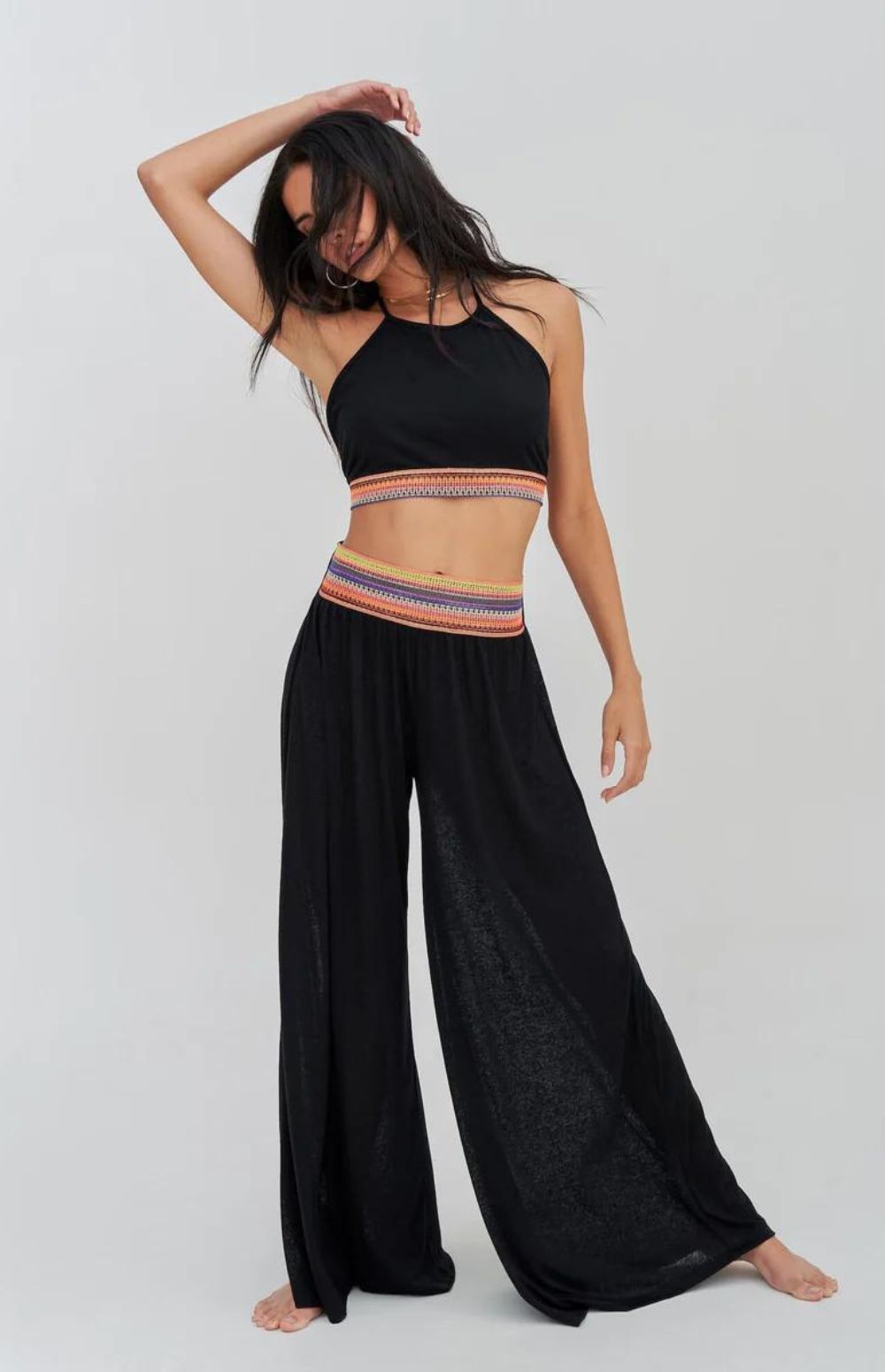 Halter Neck Top and Straight Leg Pants Set