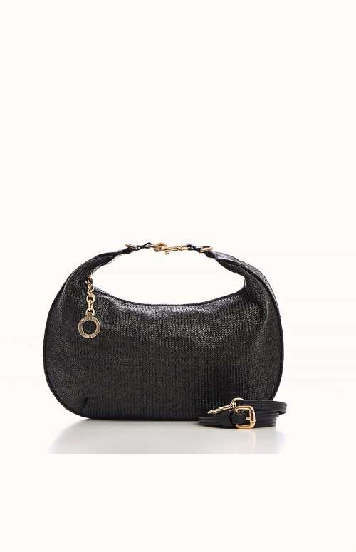 BLACK STRAW HALFMOON BAG