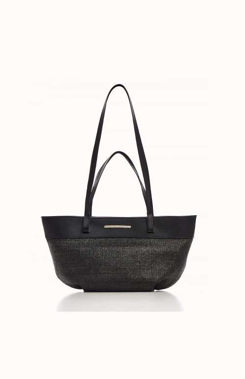 BLACK STRAW LOOP BAG