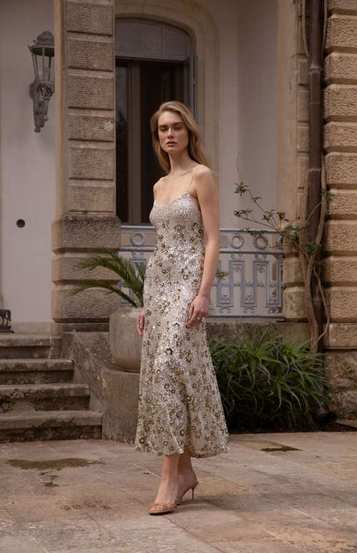 FIELD DRESS | BEADED SEQUINED FLORAL