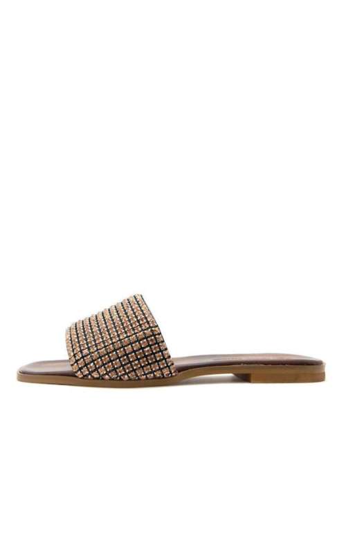 LEATHER SANDALS WITH RHINESTONES