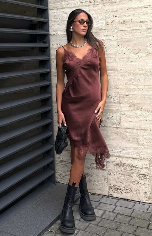 SILK TOUCH LACE TRIM SLIP DRESS