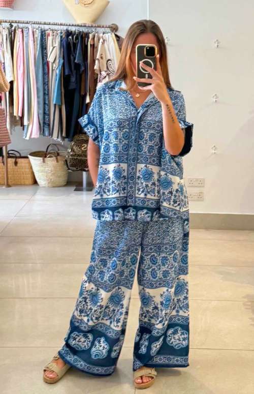 CO-ORD PRINTED | SHIRT & WIDE LEG TROUSERS