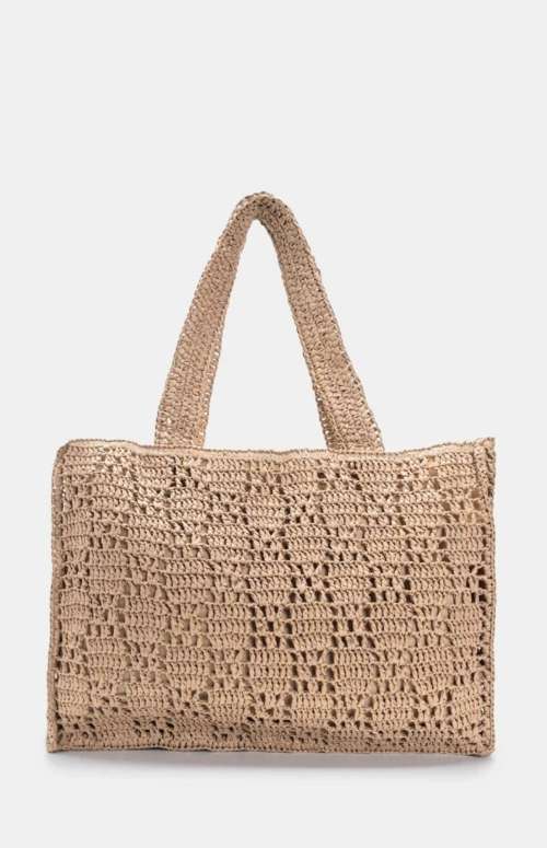 WOVEN STRAW TOTE BAG