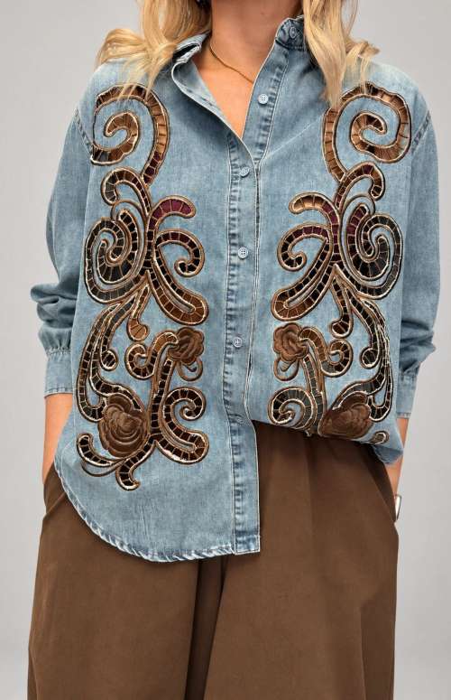 EMBROIDERED DENIM SHIRT