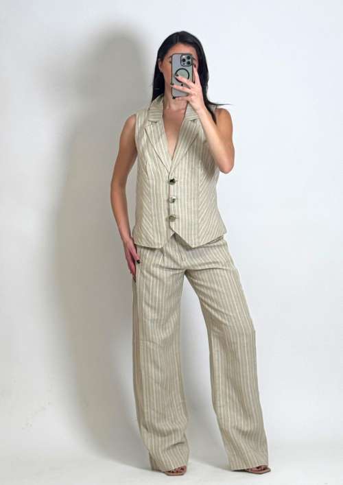 CO-ORD LINEN STRIPED | VEST & TROUSER
