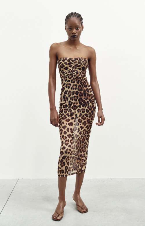 SPOTTED BANDEAU DRESS