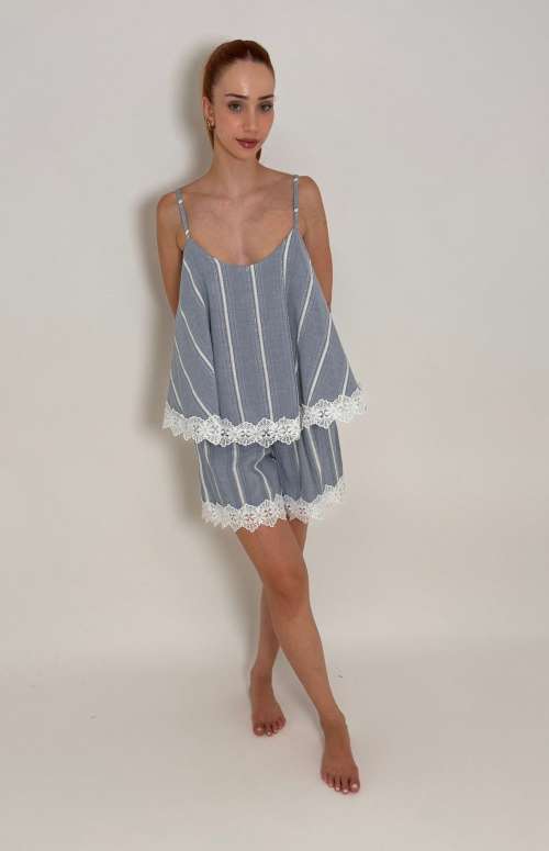 CO-ORD STRIPED WITH LACE DETAIL