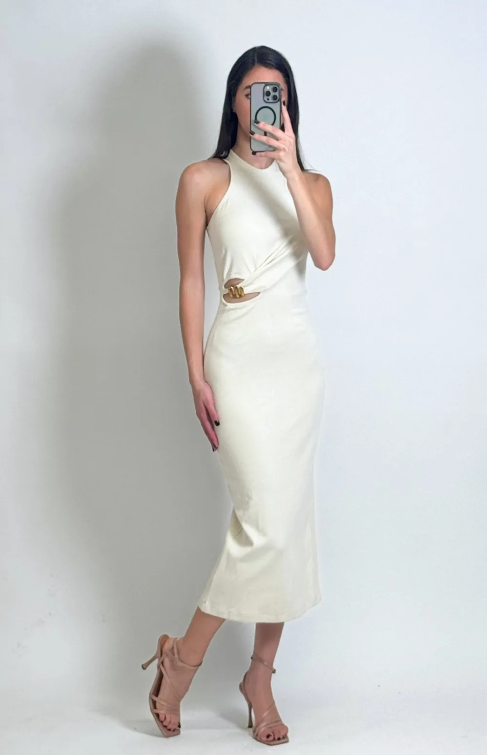 MIDI DRESS WITH METAL DETAIL