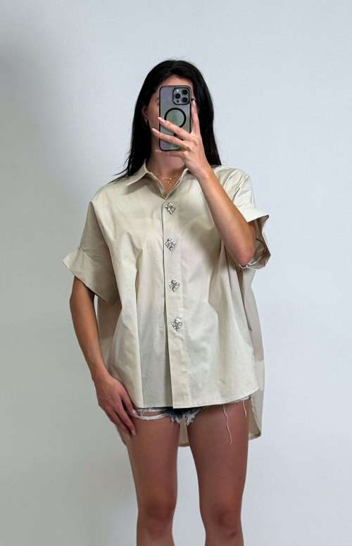 OVERSIZED SHIRT WITH EMBELLISHED BUTTONS
