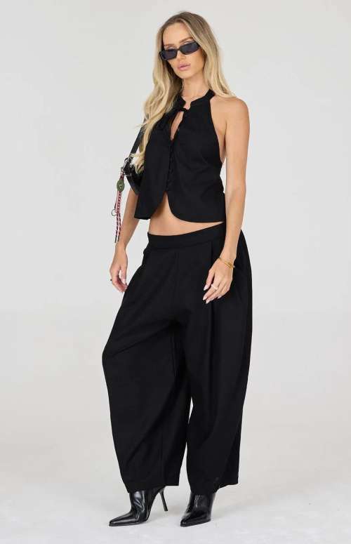 CO-ORD HALTER NECK TOP & BALLOON TROUSERS