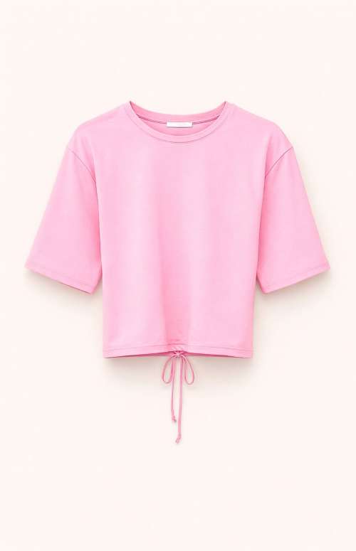 T-SHIRT WITH CROSS OVER FASTENING AT THE BACK | BABY PINK