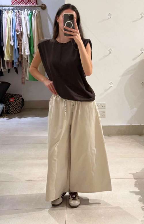 WIDE LEG PANTS WITH ELASTIC WAISTBAND