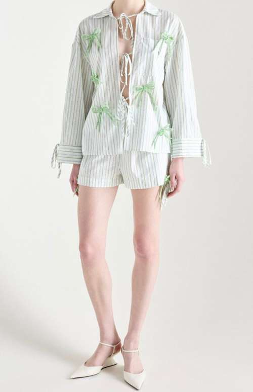 STRIPED SHIRT WITH BOWS