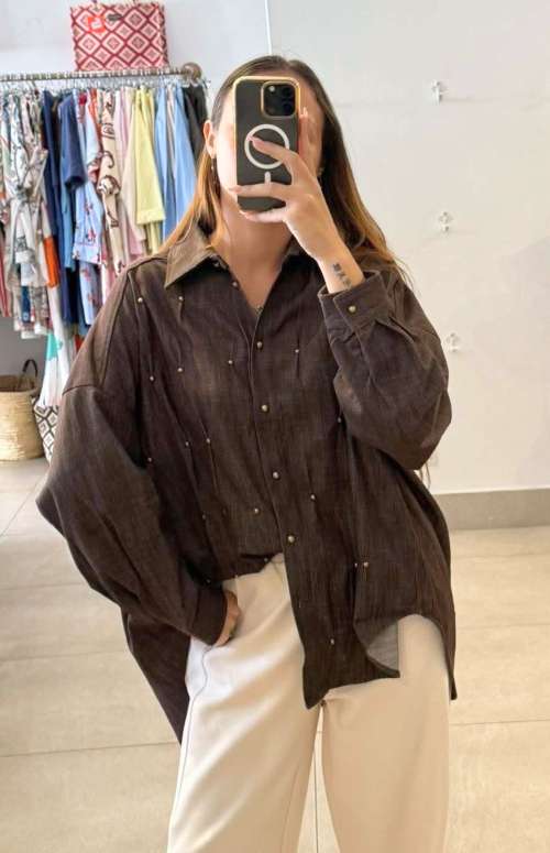 DENIM SHIRT WITH CURDUROY COLLAR