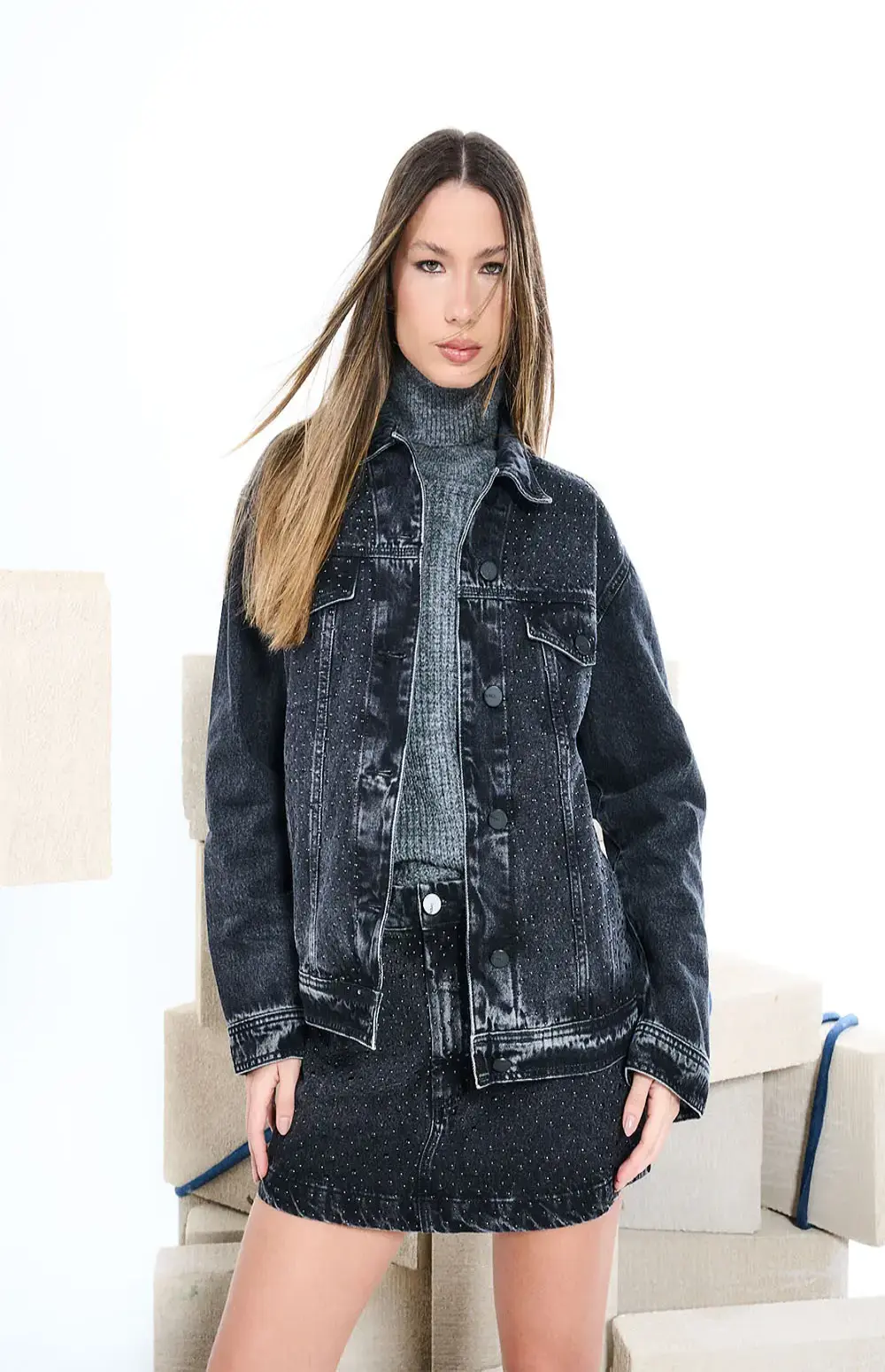 DENIM WITH APPLIQUE JACKET