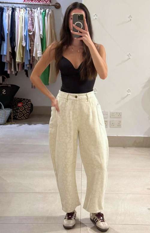DENIM BARREL TROUSER