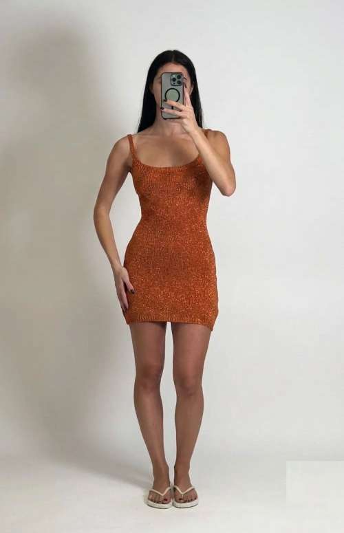 KNIT OPEN BACK MINI DRESS