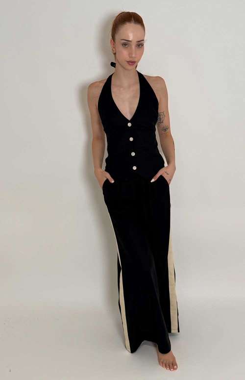 CO-ORD VEST WITH WIDE LEG TROUSERS